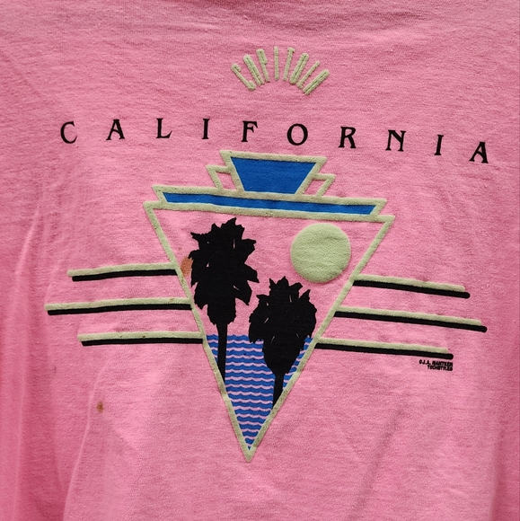Vintage 90s California Crop Top Surfer Skater T-Shirt Womans Size L - Picture 6 of 6